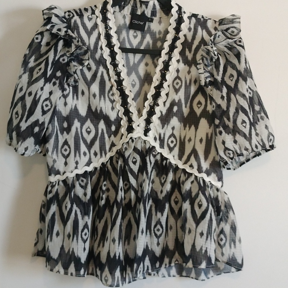 Cliche' women's Sheer Top Size S